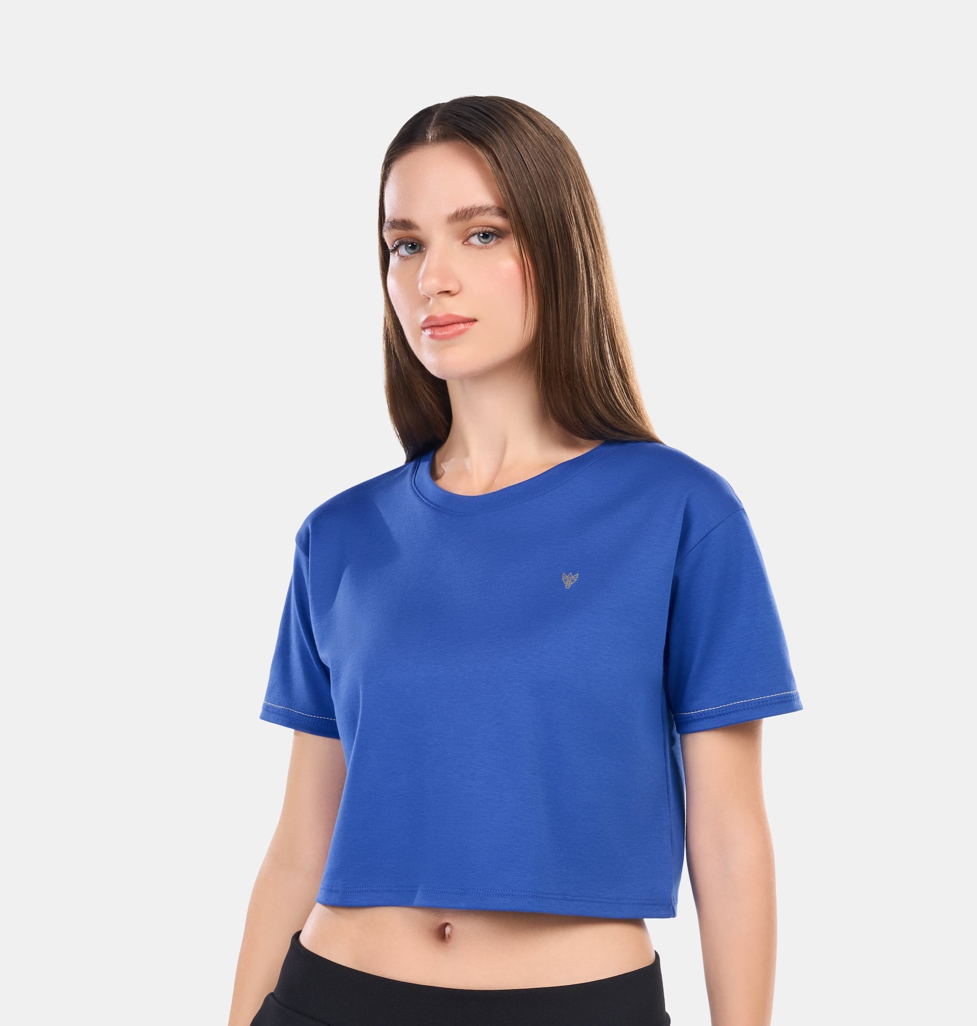 Doerkind Luxury Pimadelica Pima cotton Blue Women’s Crop Top Relaxed Fit 