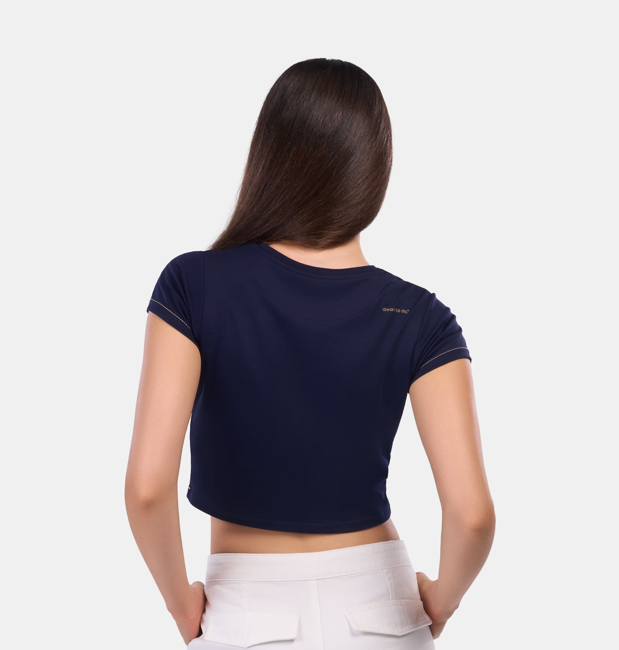 Doerkind Luxury Peruvian Pima cotton Navy Blue Women’s Slim Crop Top