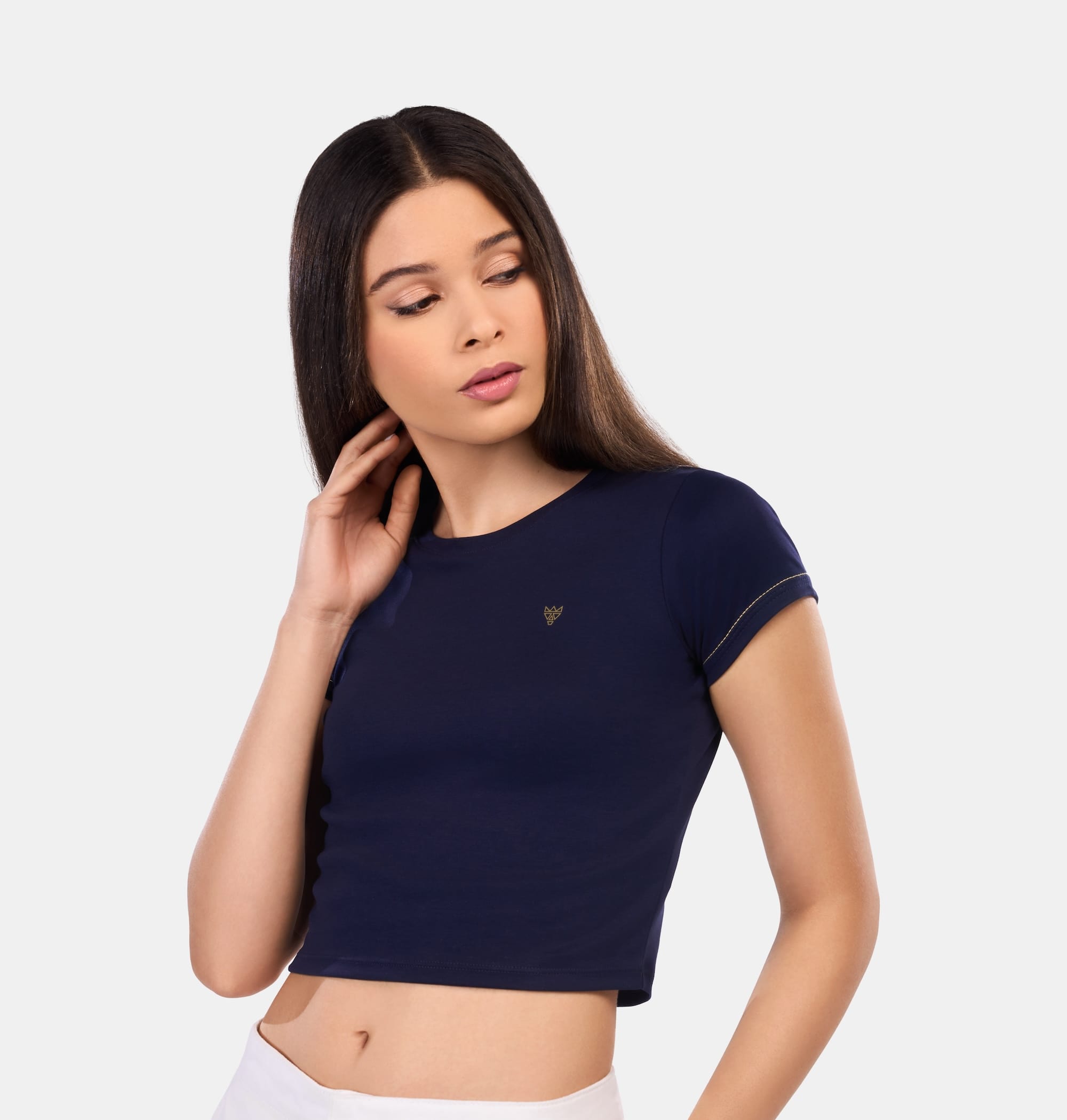 Doerkind Luxury Peruvian Pima cotton Navy Blue Women’s Slim Crop Top