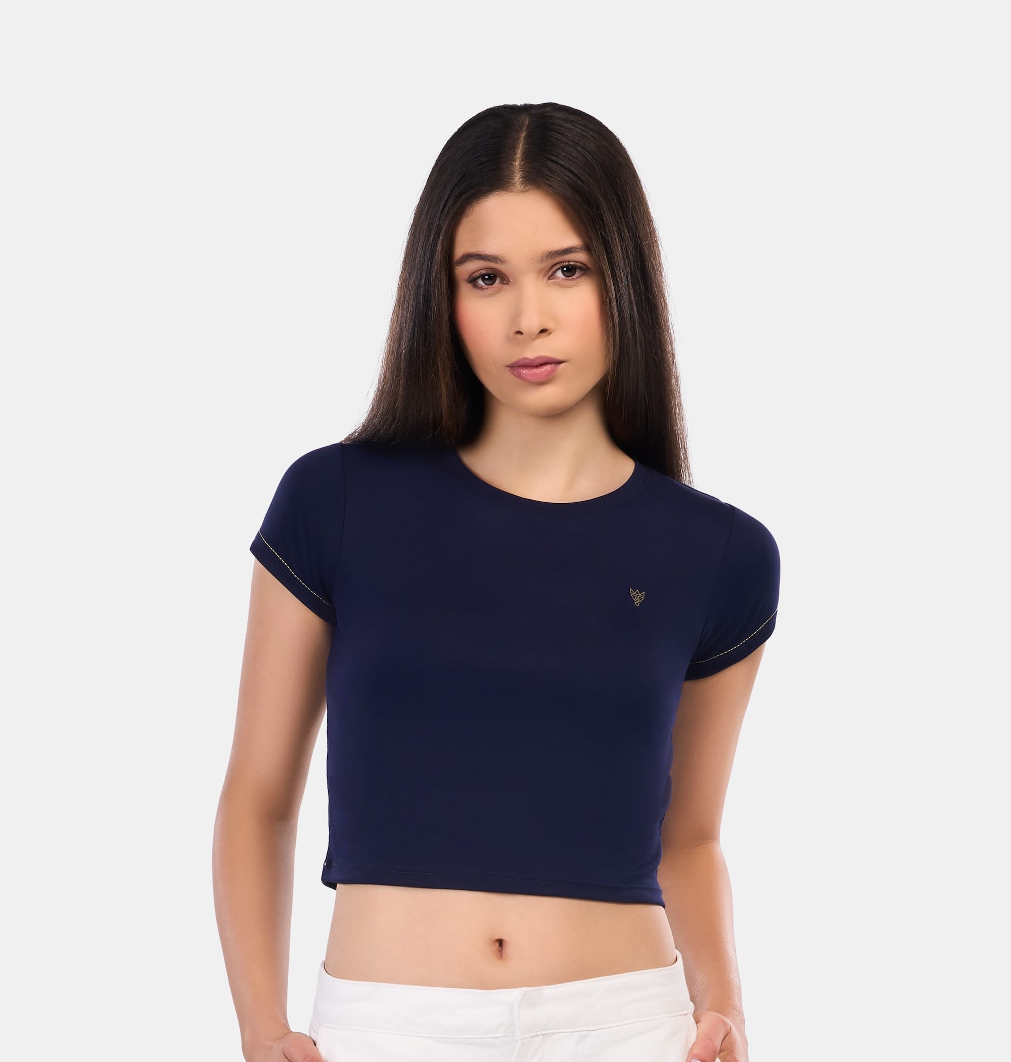 Doerkind Luxury Peruvian Pima cotton Navy Blue Women’s Slim Crop Top