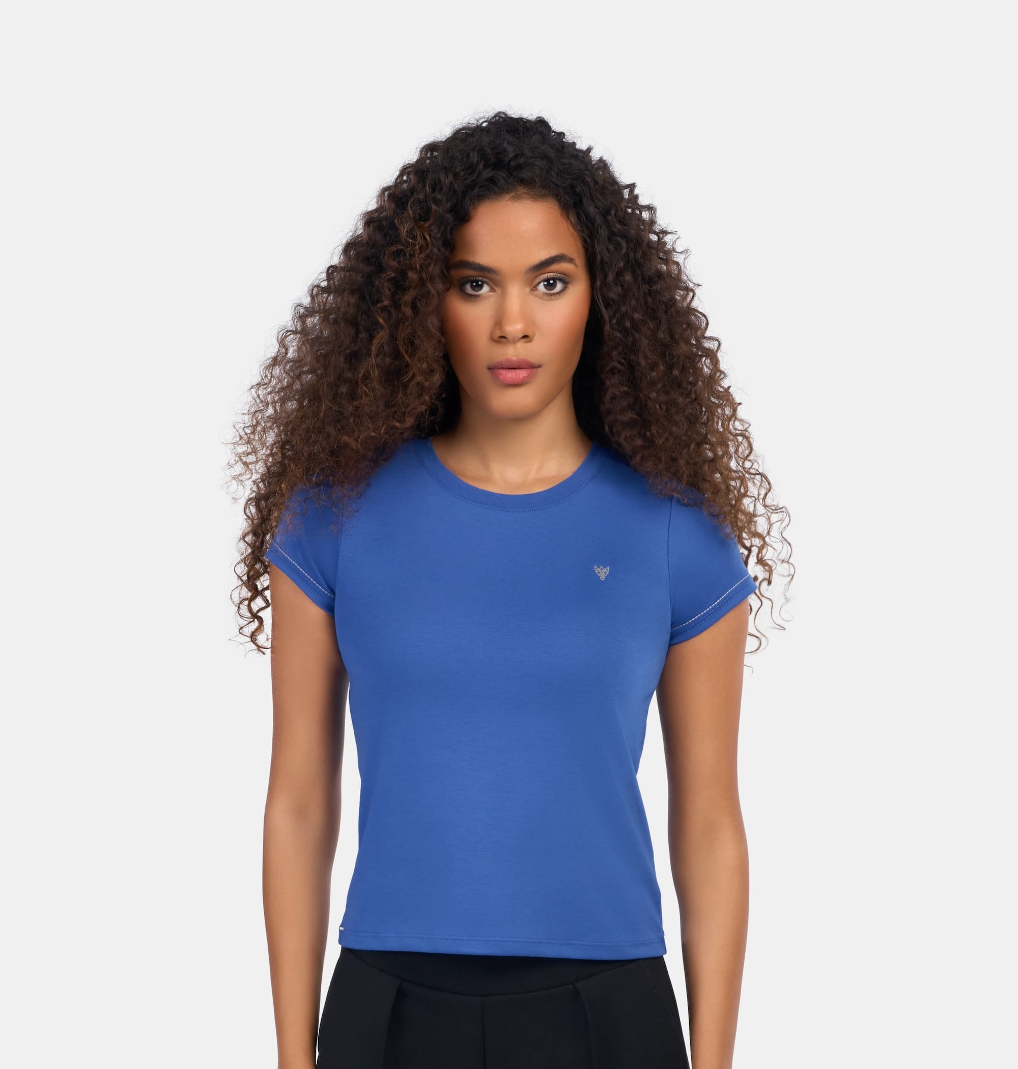 Luxury  Women T-Shirt Blue 100% Soft Pima Cotton - Doerkind