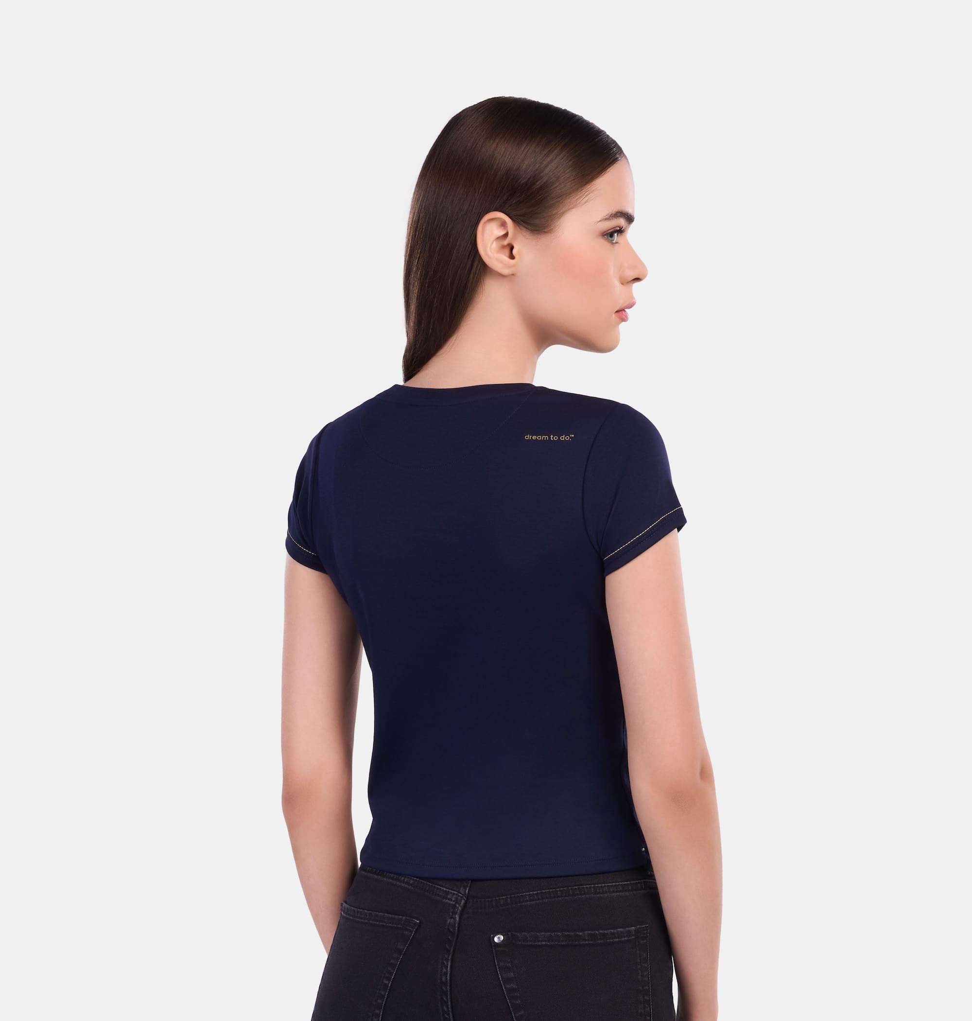 Luxury  Women T-Shirt Navy 100% Soft Pima Cotton - Doerkind