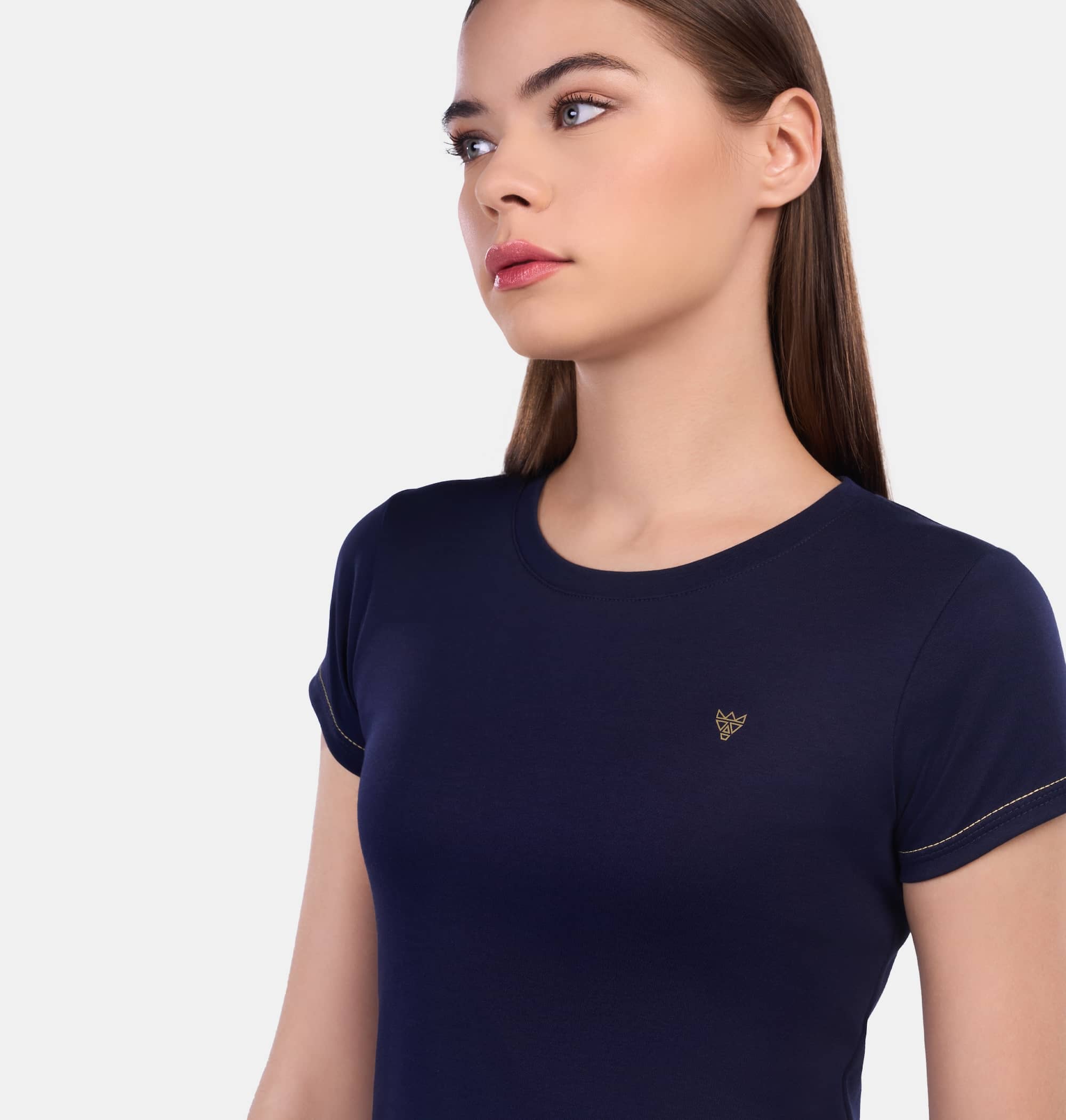 Luxury  Women T-Shirt Navy 100% Soft Pima Cotton - Doerkind