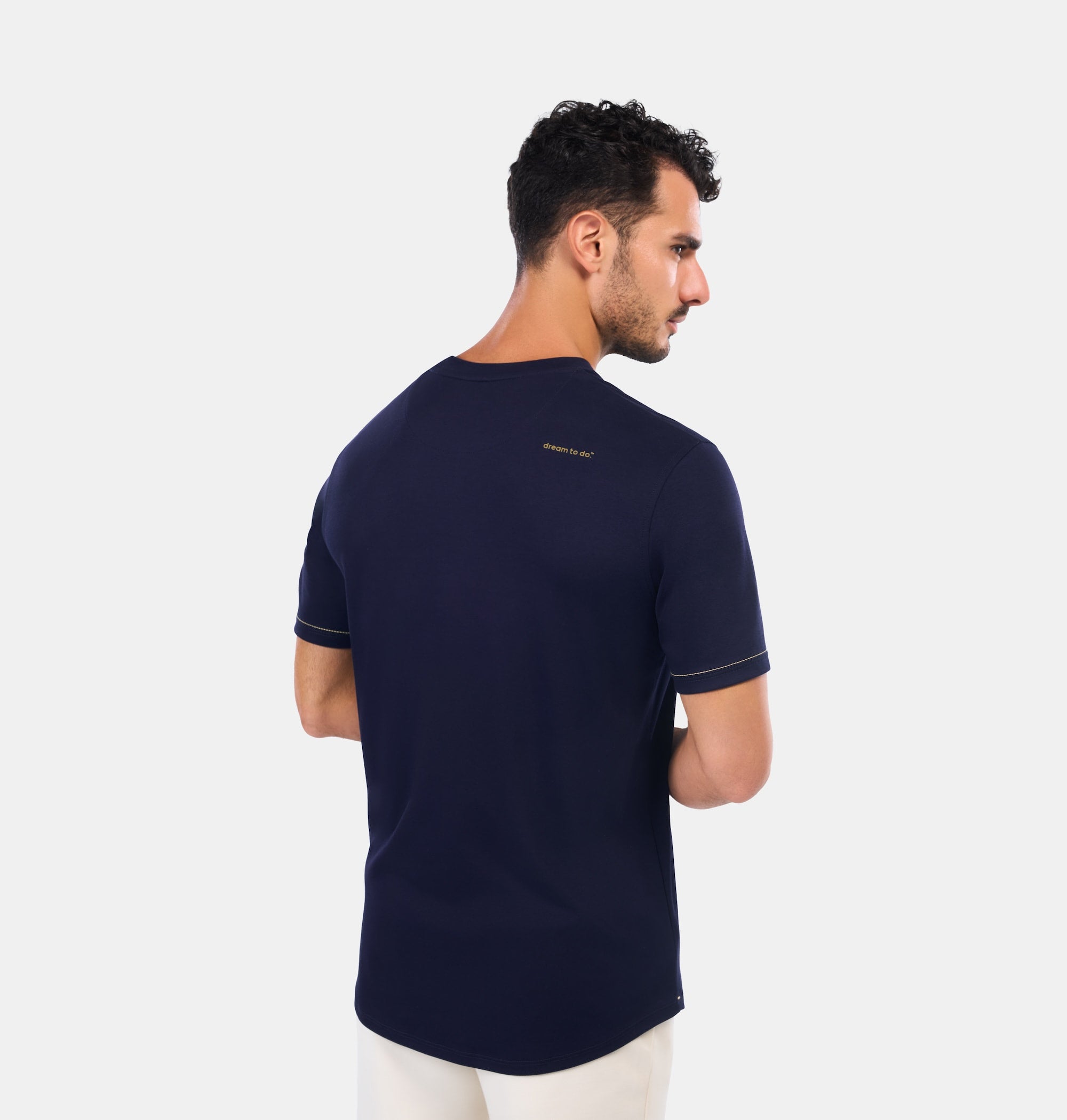 Doerkind luxury Peruvian Soft Pima Cotton Navy Blue Men’s T-shirt Curved hem