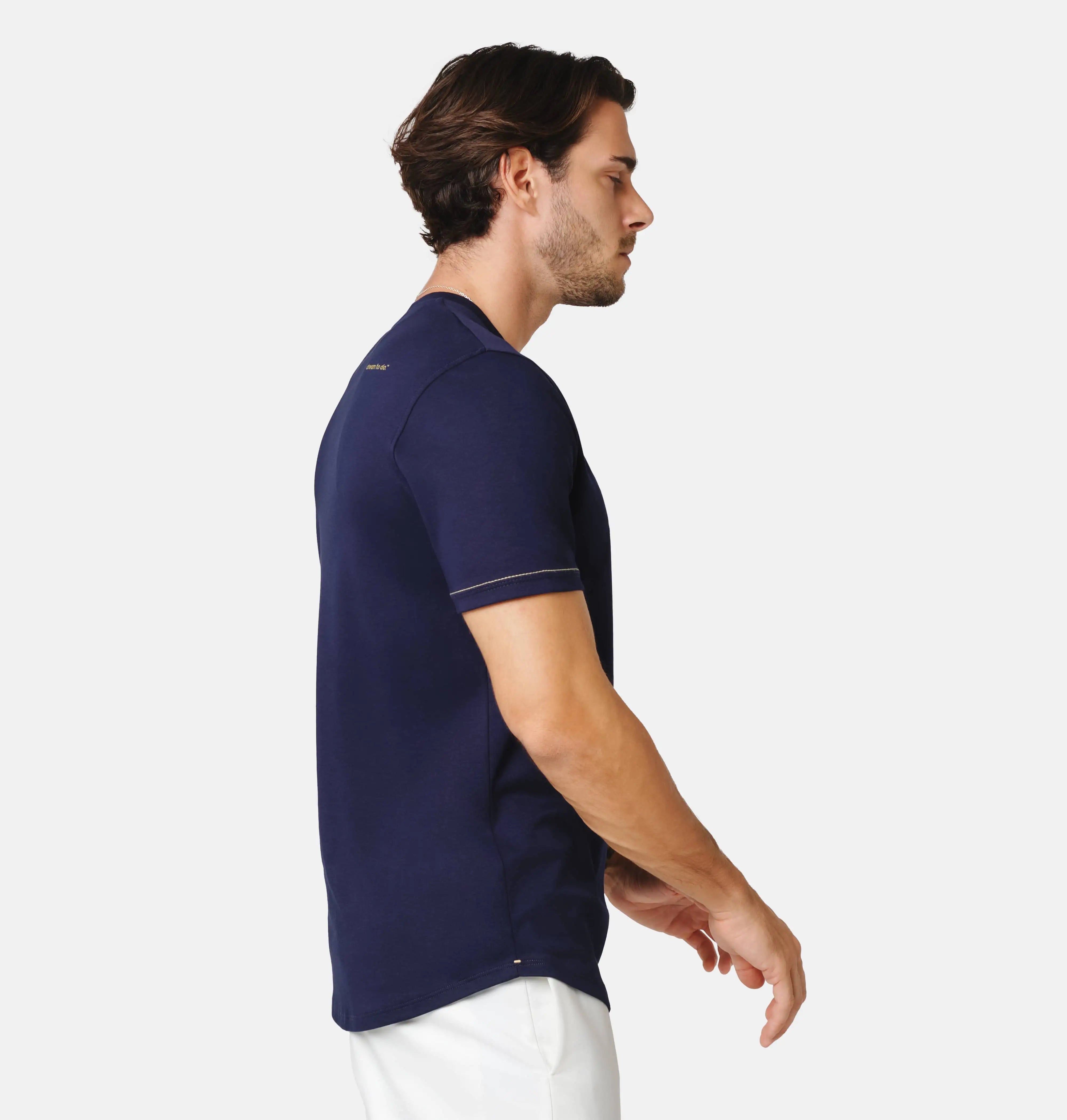 Doerkind luxury Peruvian Soft Pima Cotton Navy Blue Men’s T-shirt Curved hem