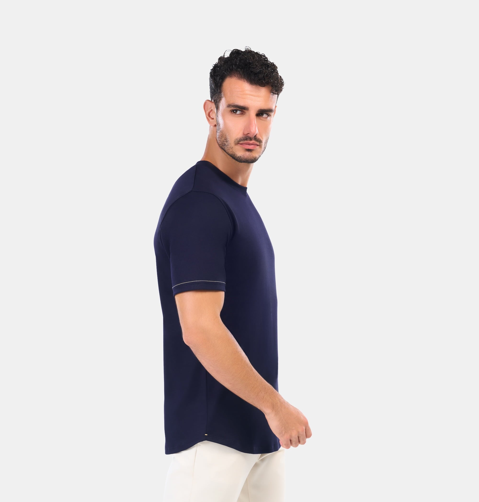 Doerkind luxury Peruvian Soft Pima Cotton Navy Blue Men’s T-shirt Curved hem