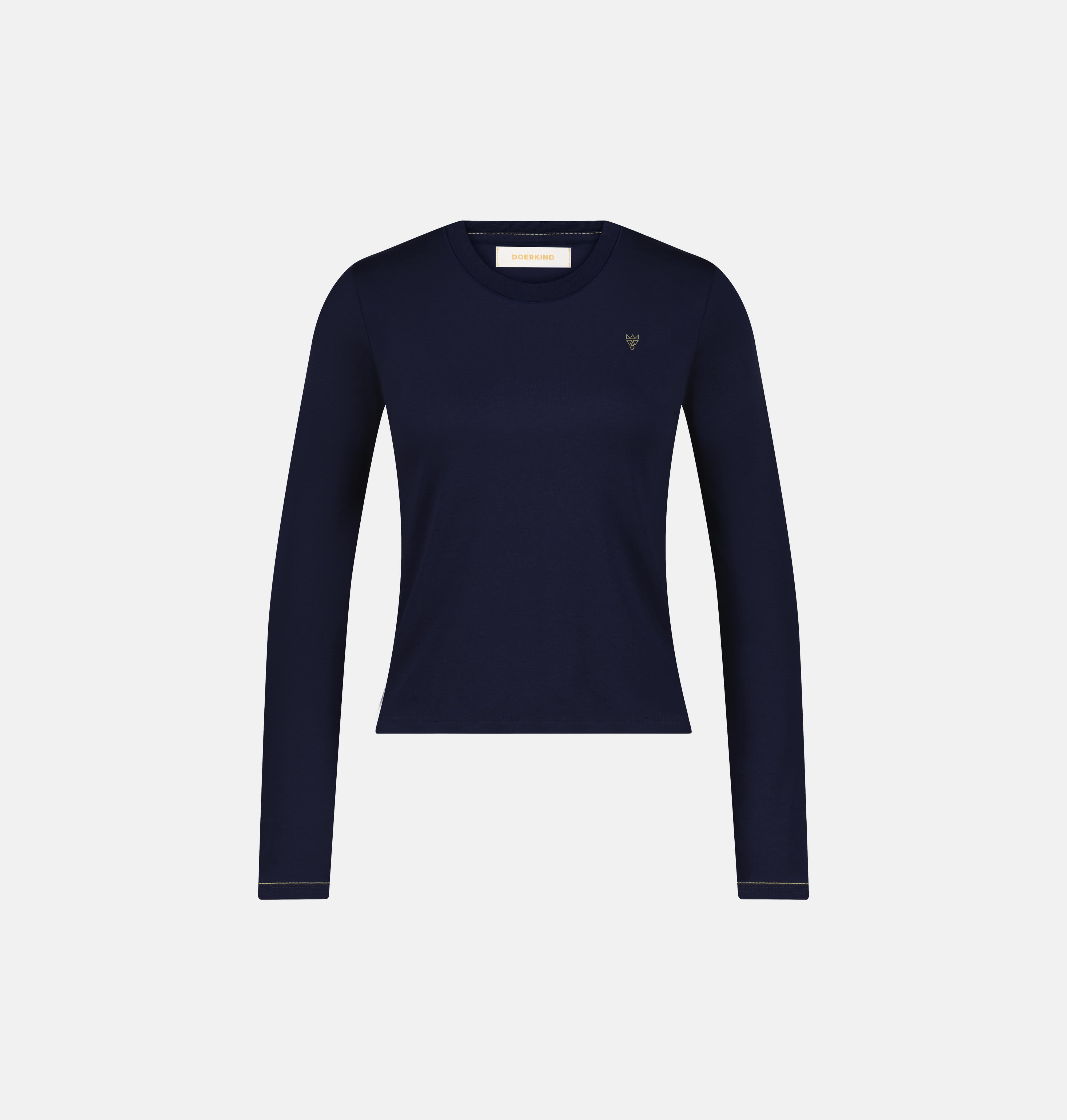 Doerkind Luxury Peruvian Pima cotton Women’s Long Sleeve T-Shirt in Navy Blue