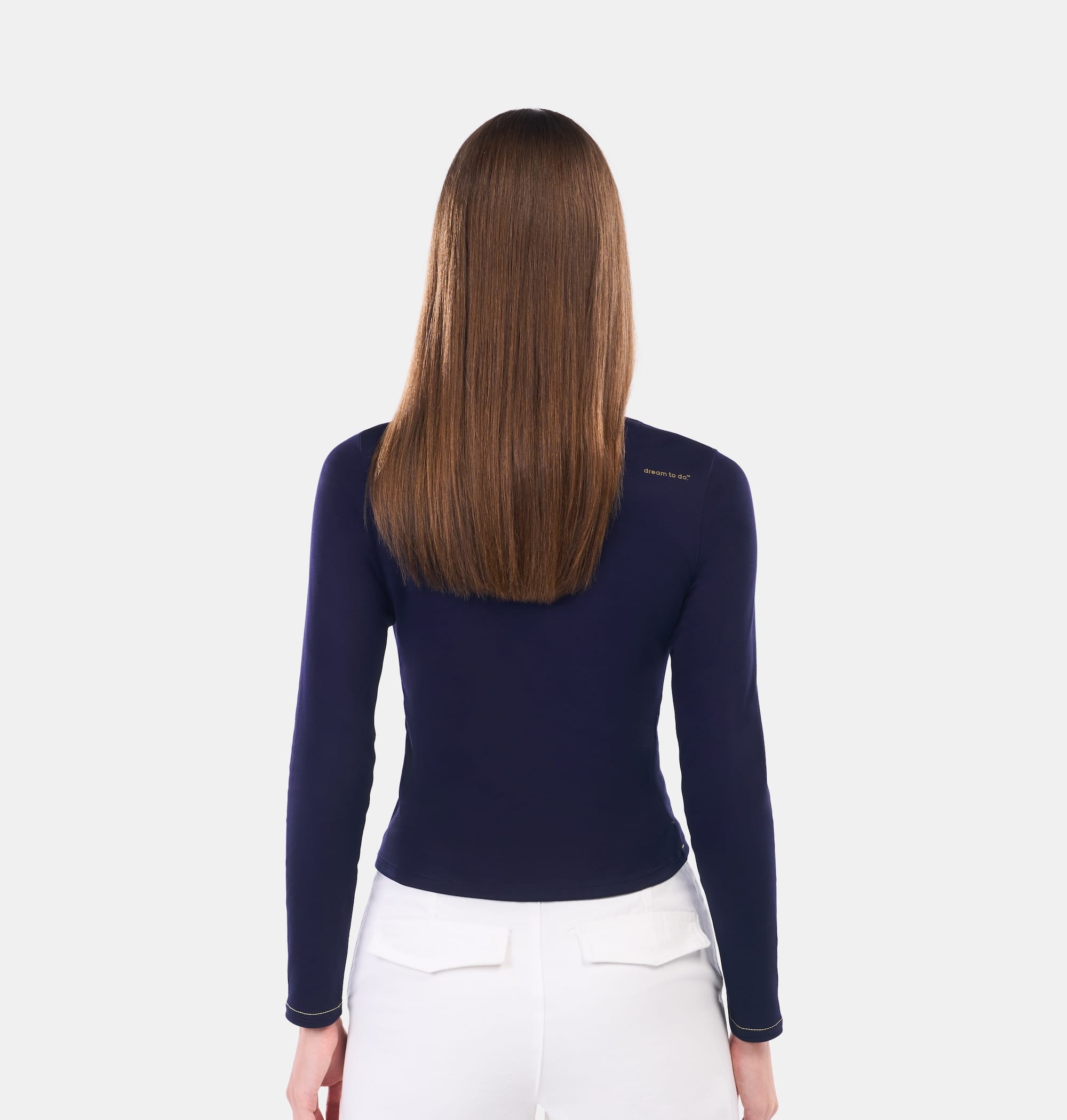 Doerkind Luxury Peruvian Pima cotton Women’s Long Sleeve T-Shirt in Navy Blue