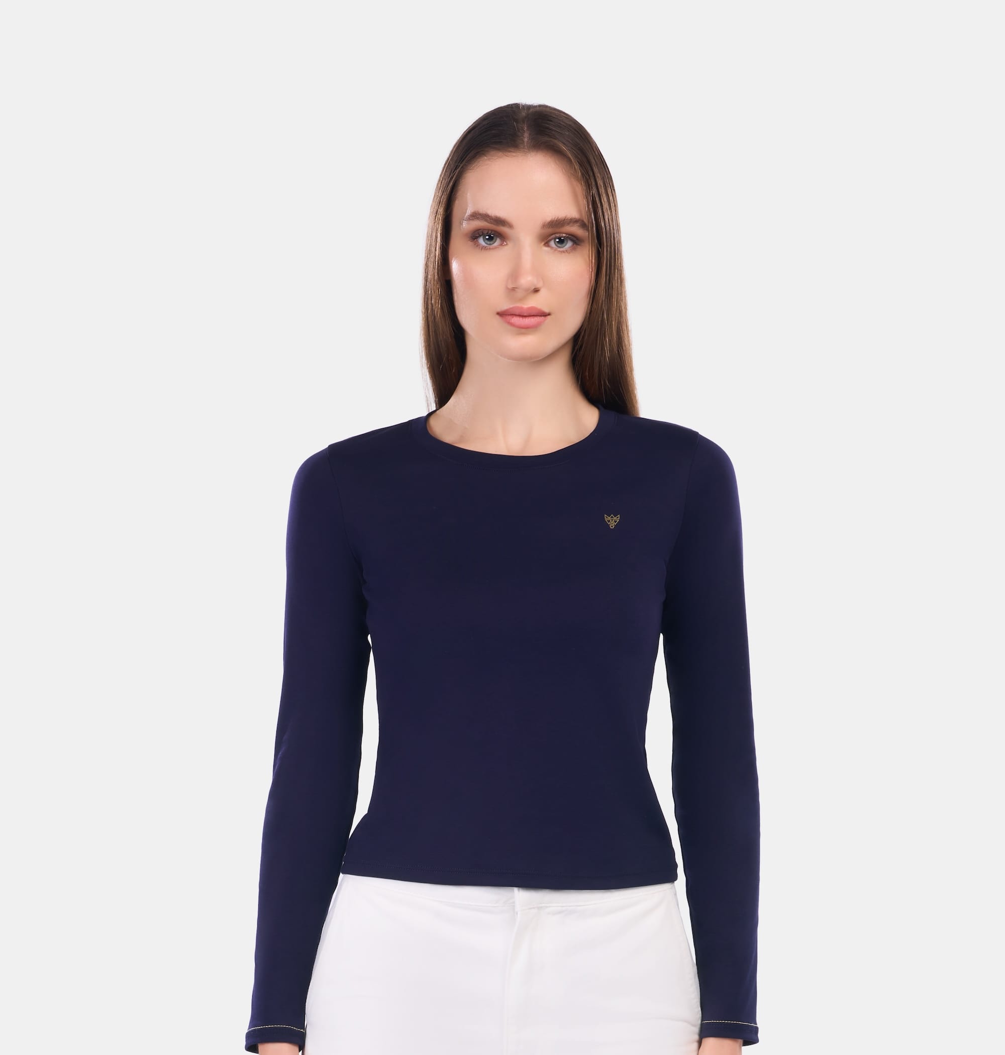 Doerkind Luxury Peruvian Pima cotton Women’s Long Sleeve T-Shirt in Navy Blue