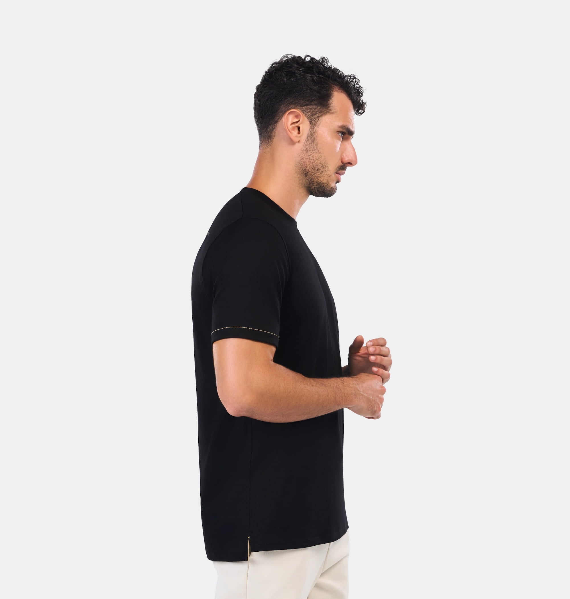 Doerkind Luxury Pimadelica Pima Cotton Black Men’s T-shirt Split Hem