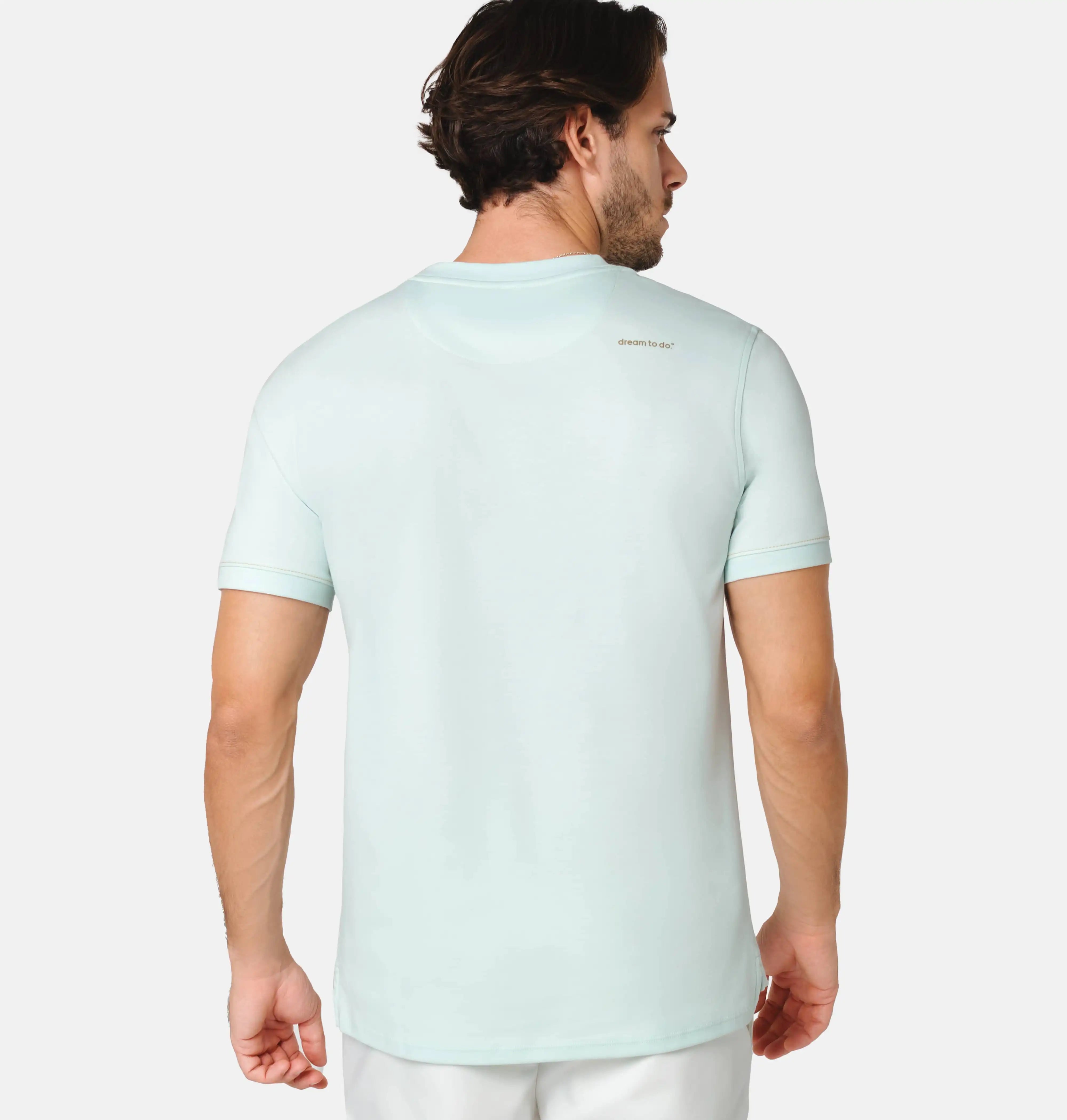 Doerkind Luxury Aqua Men’s T-shirt with Band Sleeves and slits