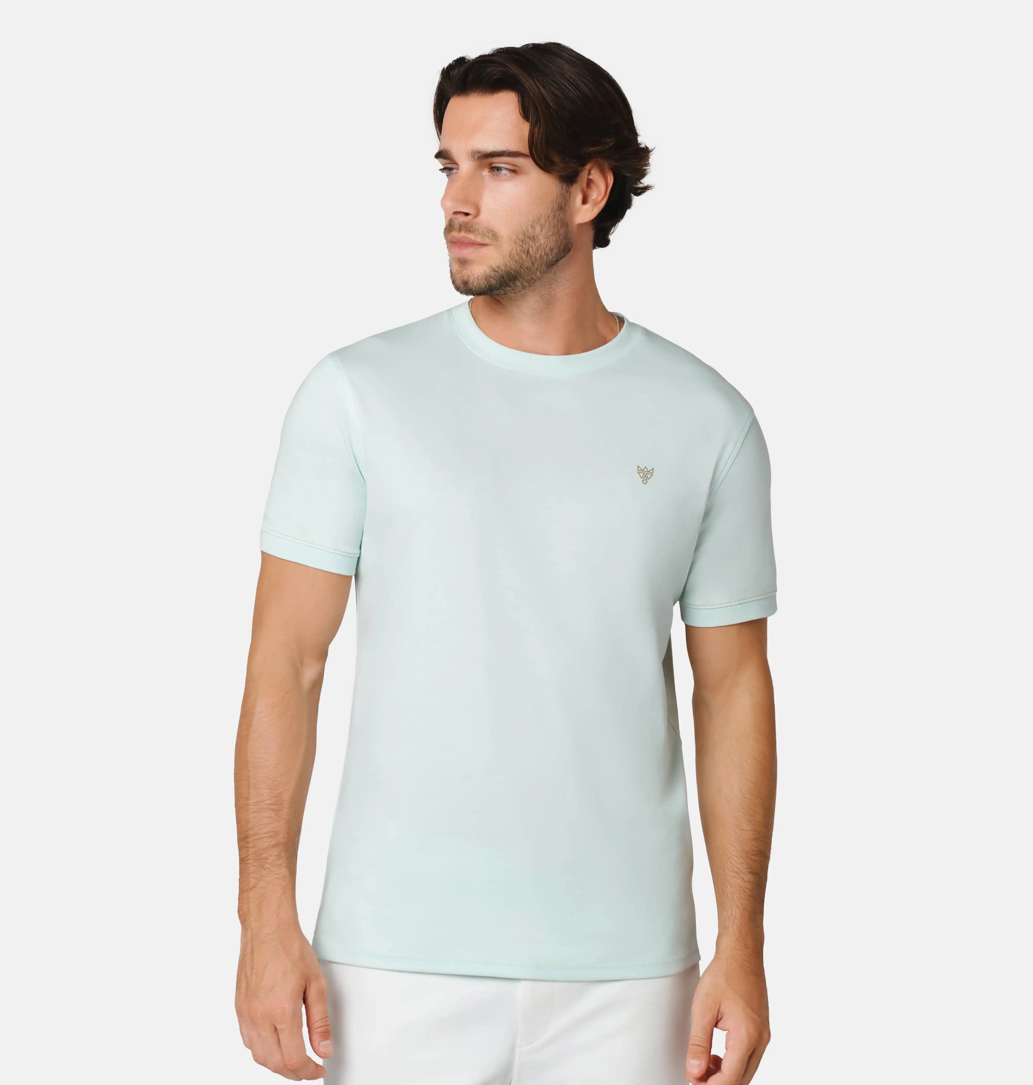 Doerkind Luxury Aqua Men’s T-shirt with Band Sleeves and slits
