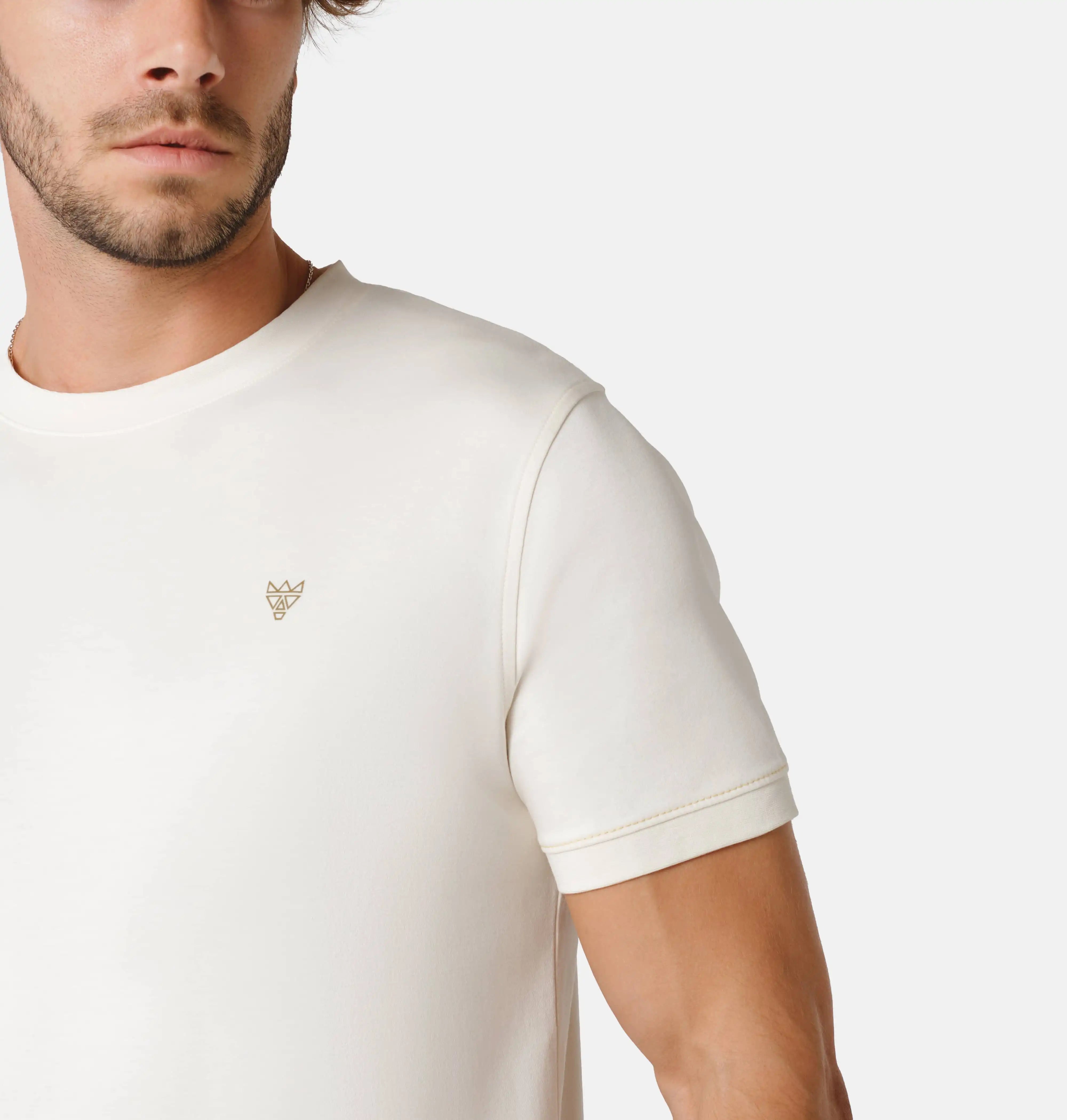 Doerkind Luxury Beige Men’s T-shirt with Band Sleeves and slits