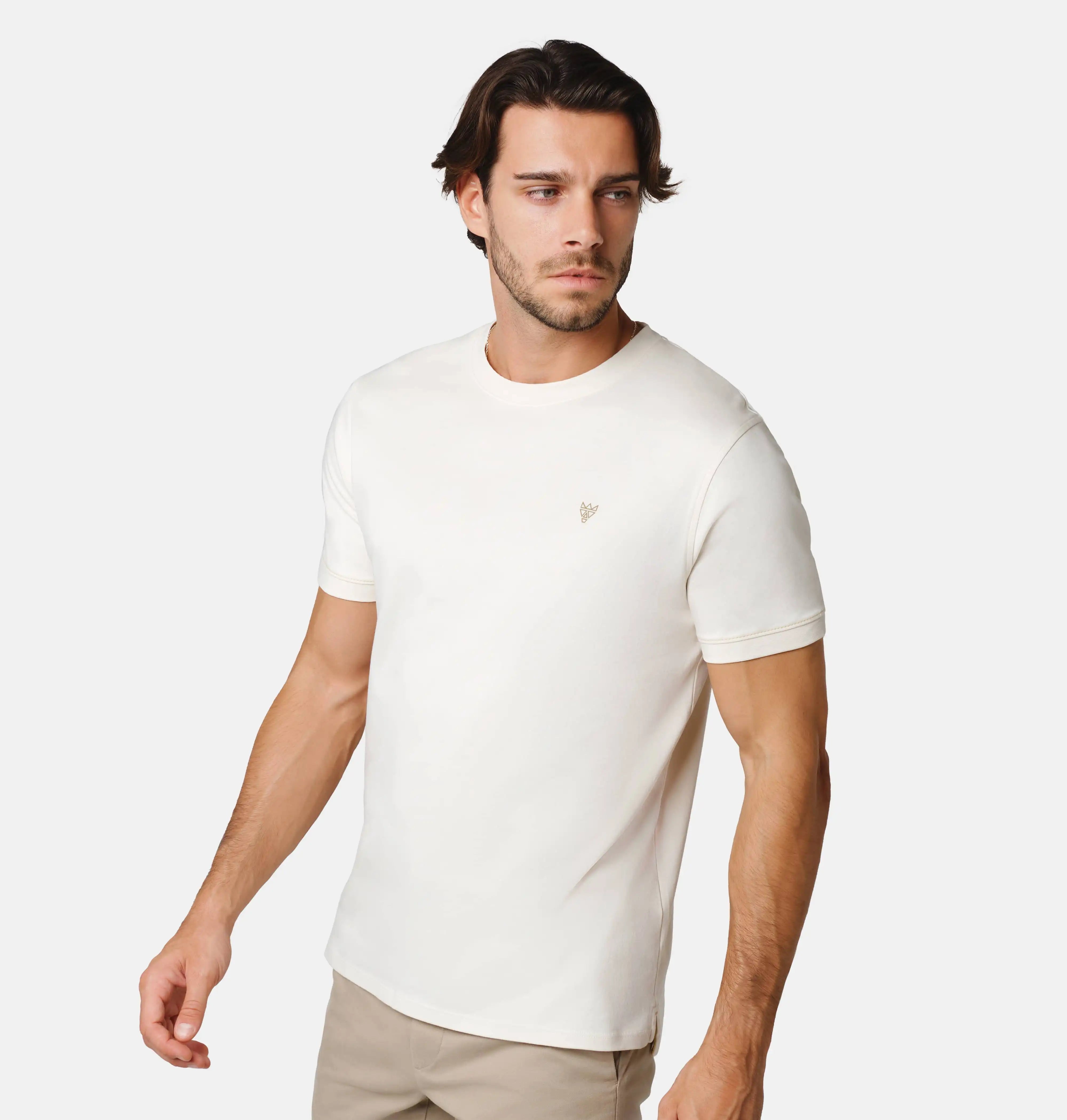 Doerkind Luxury Beige Men’s T-shirt with Band Sleeves and slits