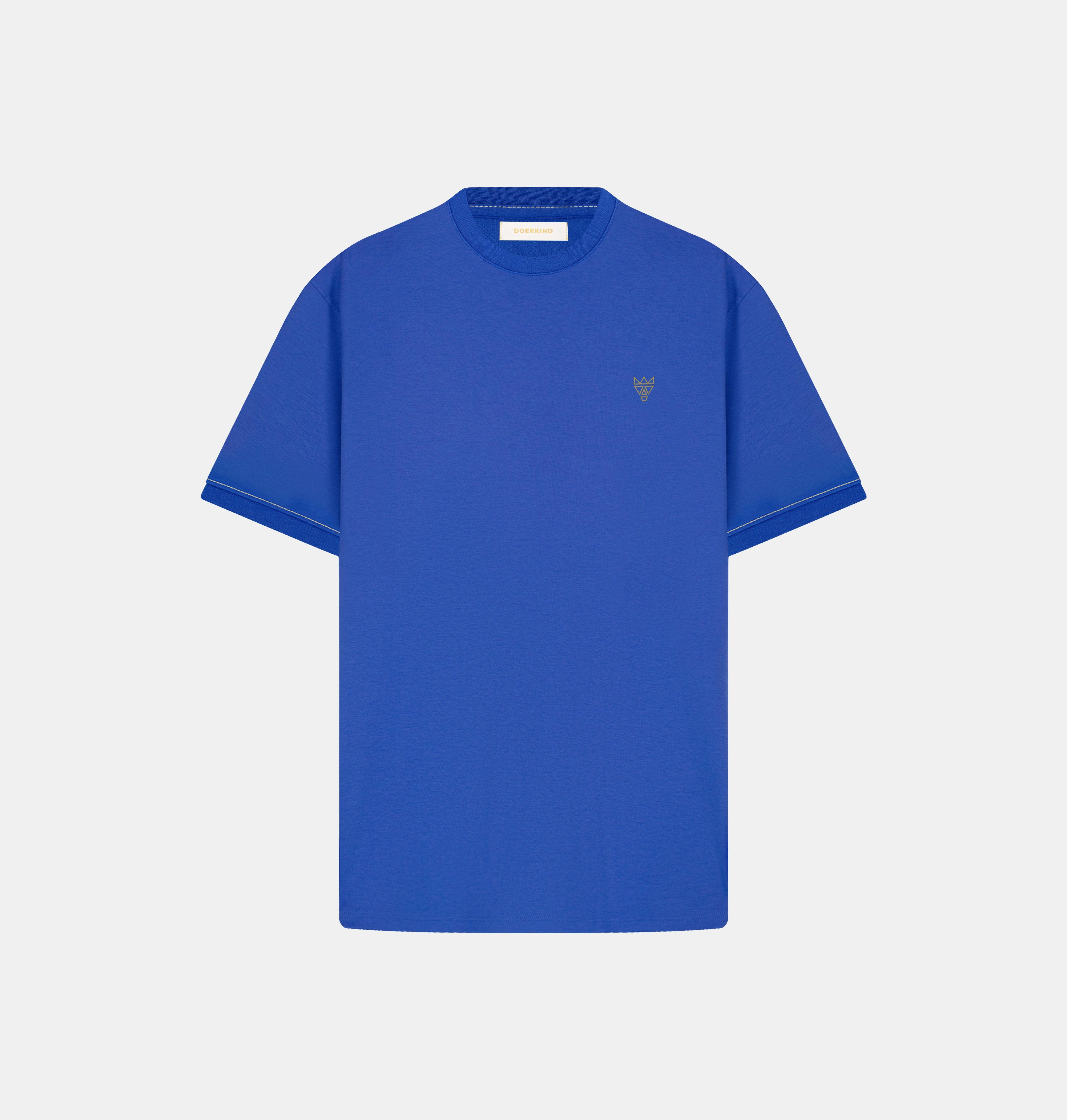 Doerkind Luxury Blue Men’s T-shirt with Band Sleeves and slits