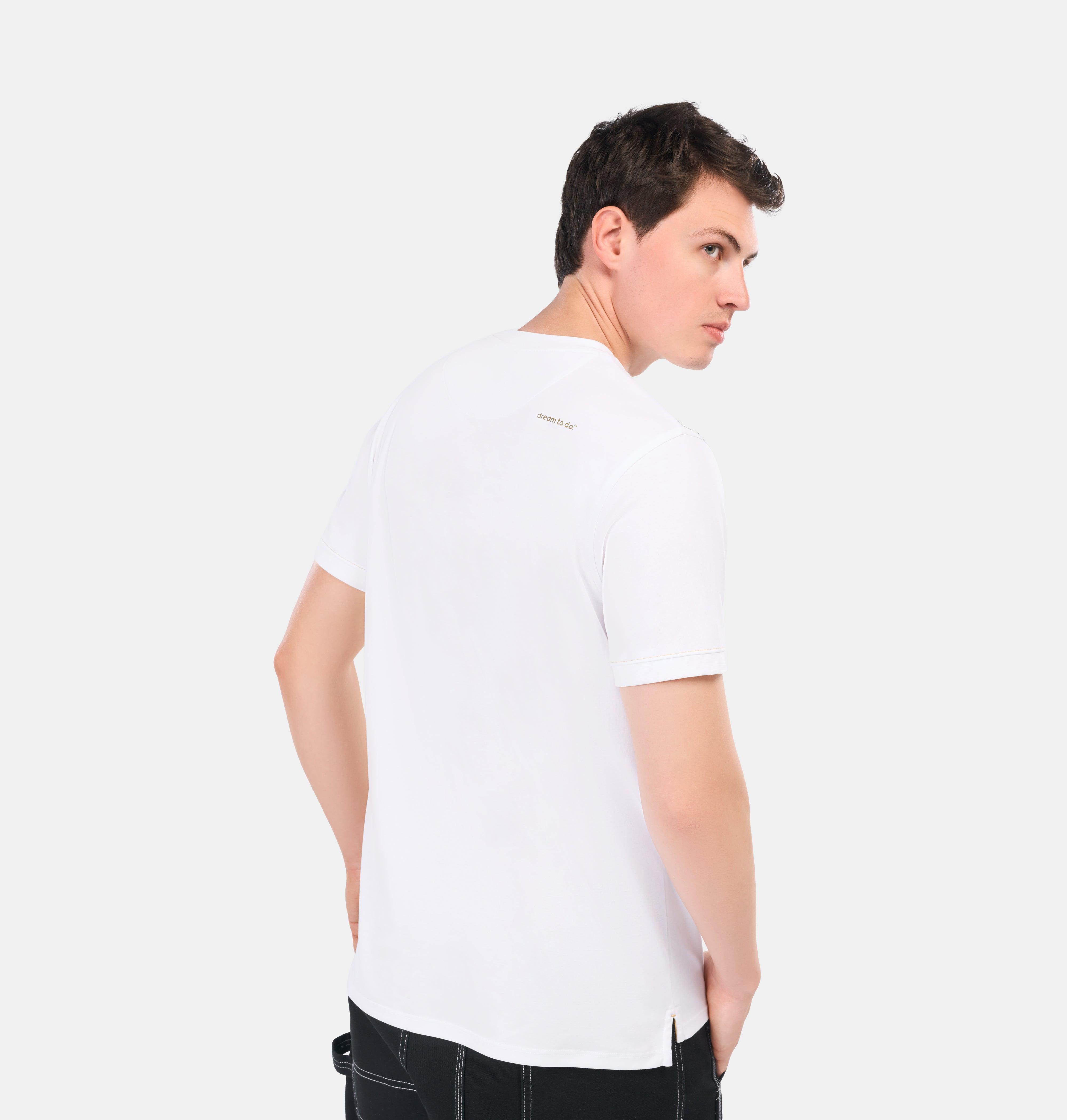 Doerkind Luxury White Men’s T-shirt with Band Sleeves and slits