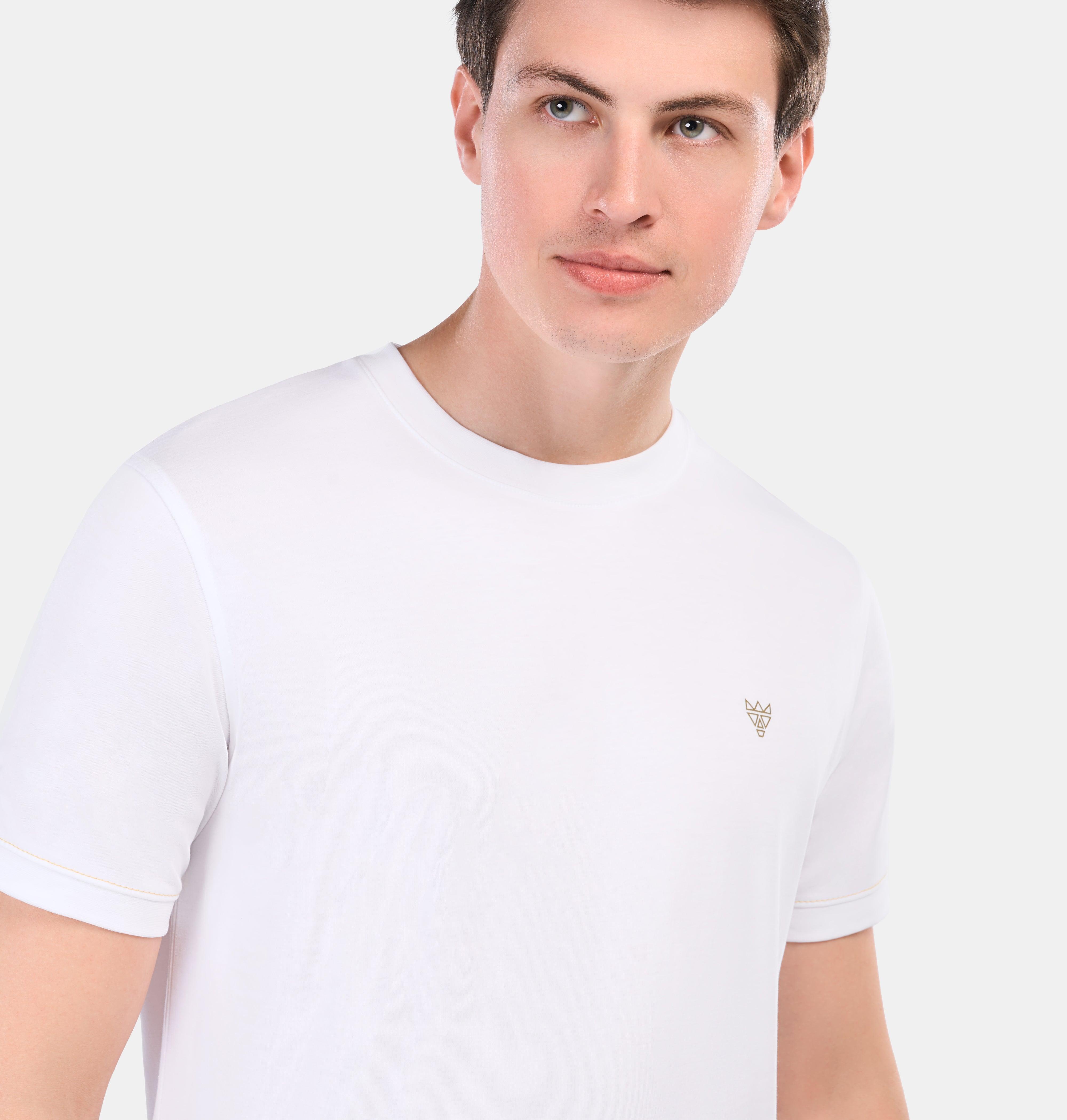 Doerkind Luxury White Men’s T-shirt with Band Sleeves and slits